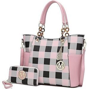 Tote Bag For Women, Handbag Set With Wallet-Top-Handle- Vegan Leather Purse Pink